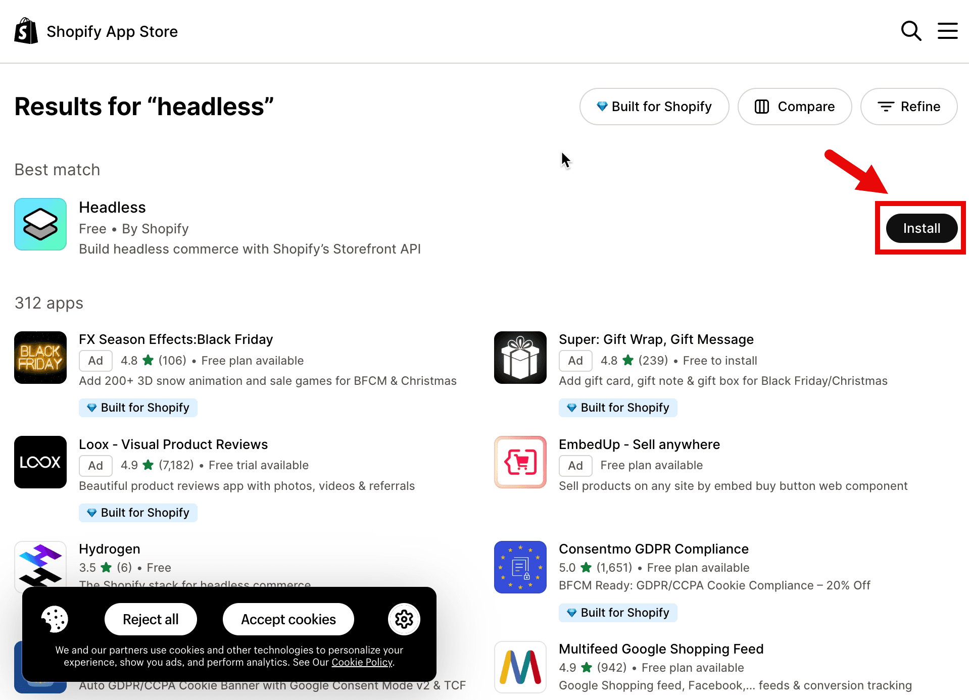 Install Headless App