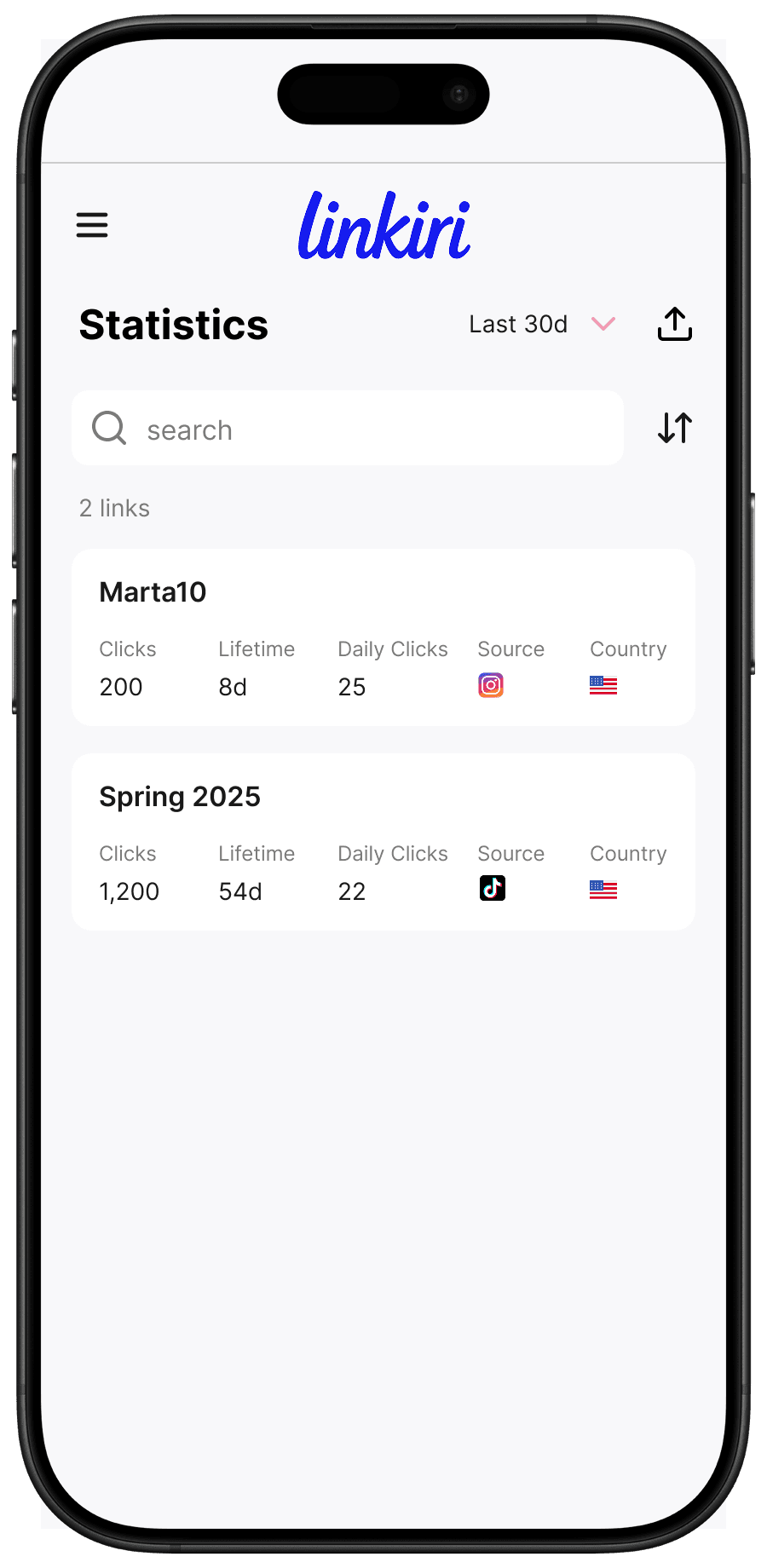 Track link statistics