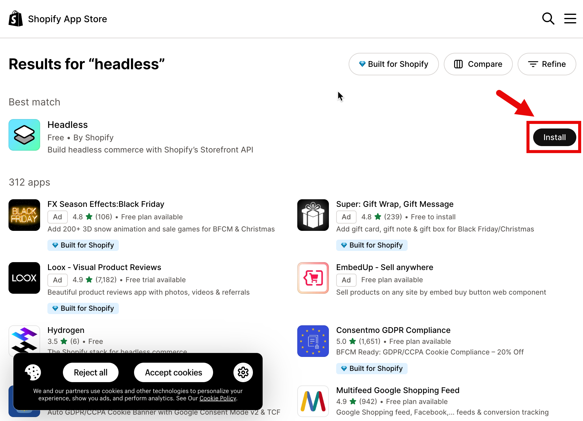 Install Headless App